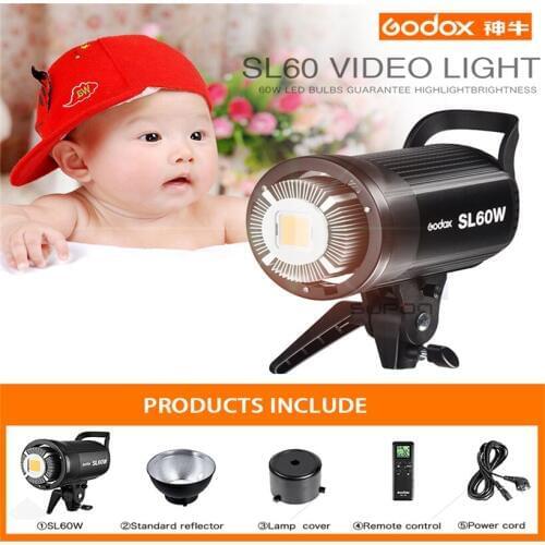 Godox LED Video Light SL-60W 5600K White Version Video Light Continuous Light Bowens Mount for Studio Video Recording