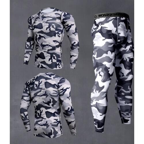 Mens Thermal Underwear Cycling Workout Suit Winter Gym Running Sports Set Compression Long Sleeves And Quick Drying T-Shrit