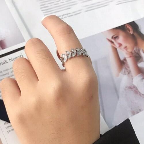 UMGODLY Luxury Brand Leaf Ring High Quality Wheat Ears Soft Phalanx Ring Micro Cubic Zirconia Stones for Women Fashion Jewelry