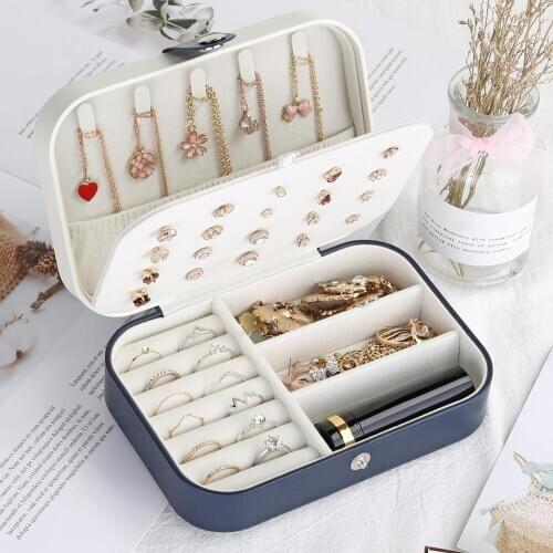 Portable Stud Earrings Rings Storage Boxes PU Leather Jewelry Display Cases Multi-function Jewelry Storage Box dropshipping
