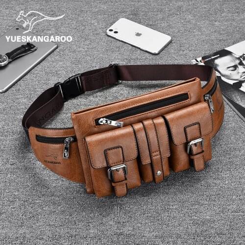 WEIXER Waist Bag Waterproof PU Leather Mens Messenger Bag Chest Bag Shoulder Bags Casual Fashion Small Satchel Man Bag Riñonera