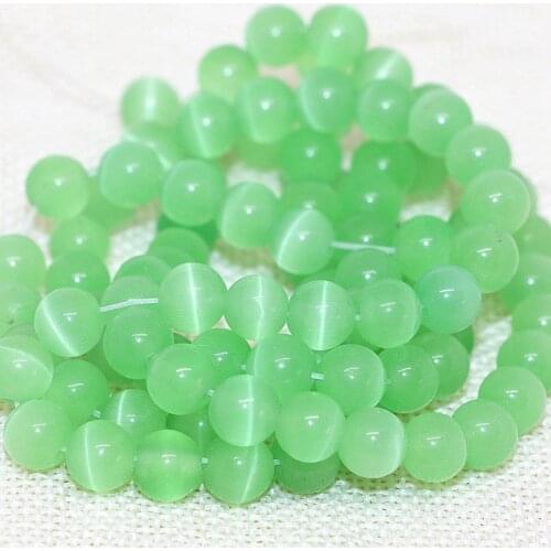 Factory price light green round opal cat eyes beads 4,6,8,10,12mm wholesale retail high grade diy jewelry 14inch B1575