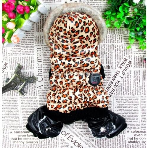 Leopard Clothes For Small Dogs Winter Warm Puppy Pet Dog Coats Waterproof Hooded Dog Jacket Jumpsuits Chihuahua Yorkie Clothing