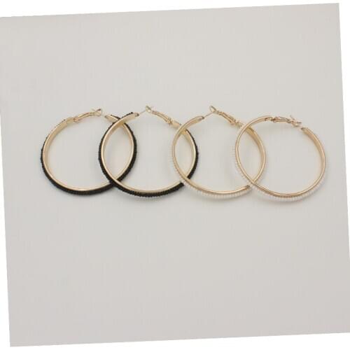 Inner dia 3.5 4.5cm 2019 new fashion white beads big Hoop earrings for women party club wear jewelry accessories gifts fce072