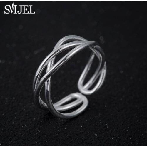 SMJEL Valentines Day Simple Twist Geometric Open Rings for Women Midi Ring Set Vintage Steampunk Anillos Birthday Gifts SYJZ118