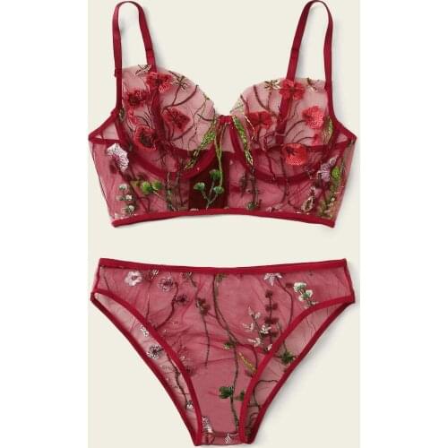 Womens Underwear Bra New Sexy Fashion G-string Thong Sleepwear Underwear Lingerie Flower Lace Bielizna Damska Exotic Costumes
