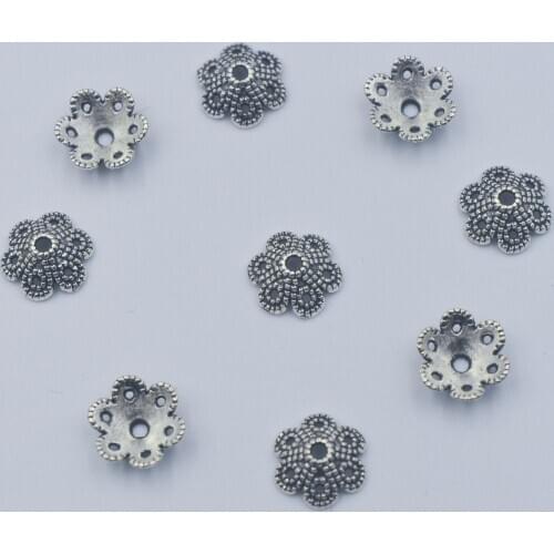 70pcs silver plated Color Flower Bead End Caps For Jewelry Making Findings Needlework Diy Accessories