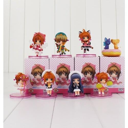 8pcs/lot Anime Card Captor Sakura PVC Figures Toys Kinomoto Sakura Daidouji Tomoyo Li Syaoran Kero Birthday Gift