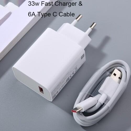 33W Xiaomi Fast Charger Turbo Charge Adapter 6A Type C Cable For Mi 11Ultra 10 POCO X3 NFC Redmi Note 10 9T 8 K30 K40 pro 10X 5G