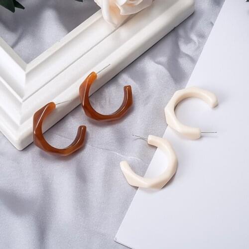 Acrylic Hoop Brown Earrings Korean Geometry Earrings For Women Female Dangle Drop Earrings 2020 Trend New Fashion Female Jewelry