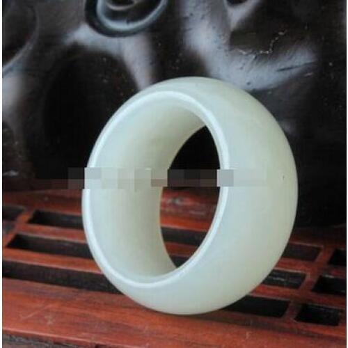 Free Shipping Certified Natural white jade Hetian And nephrite Round Circle Ring