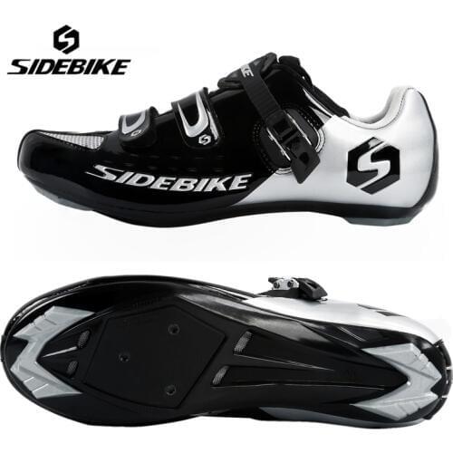 SIDEBIKE Road Cycling Shoes PU & Mesh Breathable Mens Road Bikes Shoes Auto-lock Bicycle Sports Shoes Zapatillas Ciclismo Black
