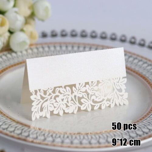 50pcs White Lace Name Place Cards Wedding Decoration Table Decor Table Name Message Greeting Card Baby Shower Party Supplies