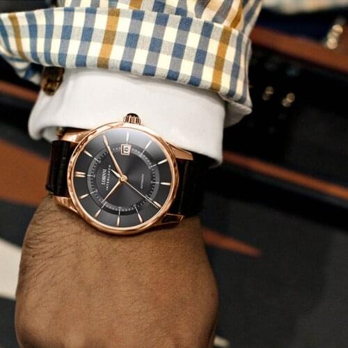 LOBINNI Top Brand Luxury Automatic Mechanical Men Wristwatch Mens Calendar Watch Waterproof Business Man Watch