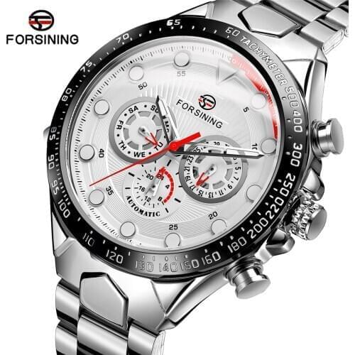 New Forsining Mens Watch Fashion Luxury Wristwatch Waterproof Semi-automatic Mechanical Watch Luminous Sport Casual Watch