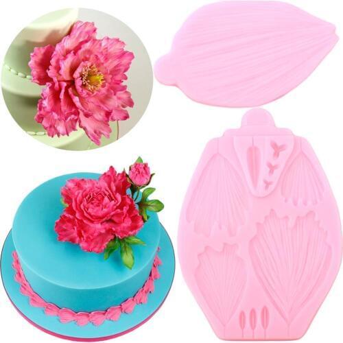 Peony Flower Leaves Silicone Mold Flower Petals Polymer Clay Candy Chocolate Molds Cupcake Topper Fondant Cake Decorating Tools