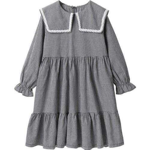 Cotton Flower Girl Dress Fall Long Sleeve Plaid Princess Kids Girl Dress Boutique Cute Outfits Robe Enfant Fille Children BW50DR