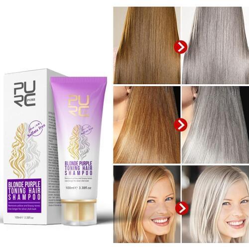 Purple Shampoo Removes Yellow Brassy Tones of Hair Neutralize Orange Green for Silver Ash look Salon Home