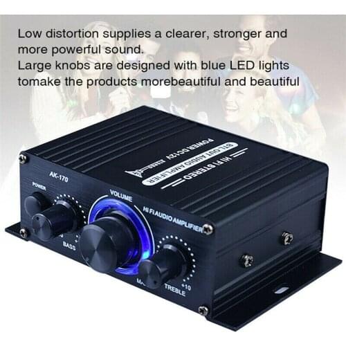 HIFI Digital Stereo Audio 400W Radio MP3 Player FM Audio Stereo Receiver Music Large Knobs With Blue LED Lights 12V Mini