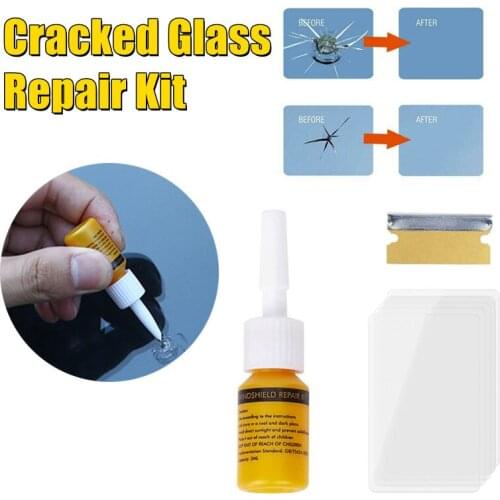 Car Windshield Glass Repair Tool Scratch Restore Fluid Resin Cure Strips Razor Blade Windscreen Crack Repair Glass Repair Kit