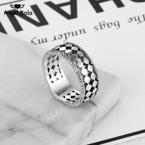 Buddha Ring Mens The Punk Rock Accessories Ancient Silver Color Checker Spinner Rings for Men USA Size 7-11 Drop Shipping