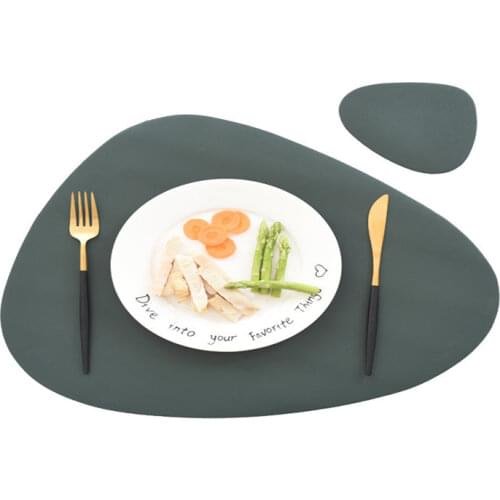 Leather Pads Nordic Creatives Dinette Mat Triangle Elliptical Pad Waterproof Oil Insulated Dining Table Placemat and Coaster Set