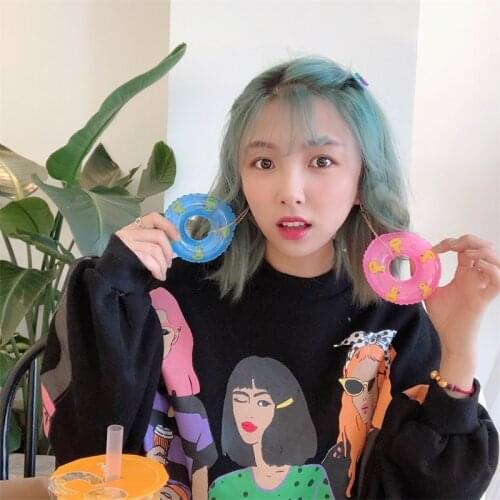 Cute Swimming Ring Earrings Trendy 2021 New Arrivals Little Yellow Duck Swim Rings Dangle Earring for Women Summer Party Jewelry