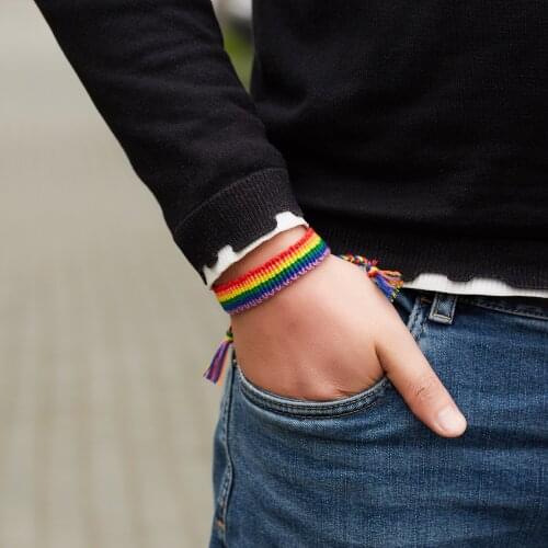 MInimalist Hand Braided LGBT Bracelet Charms Rainbow Bracelets For Men Women Love Gay Pride Armband Accessories