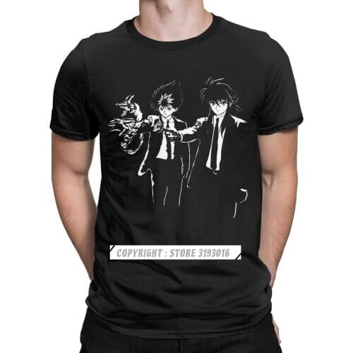 Demon Fiction T Shirts Men Yu Yu Hakusho Yusuke Kurama Anime Vintage Tee Shirt Round Collar Tee Shirt Christmas Tops