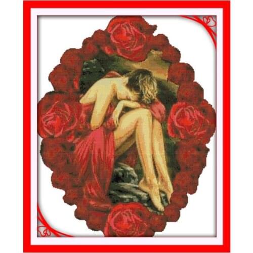 Joy Sunday Rose woman sexy Character series cross stitch kits printed chinese counted embroidery needlework decorations for home