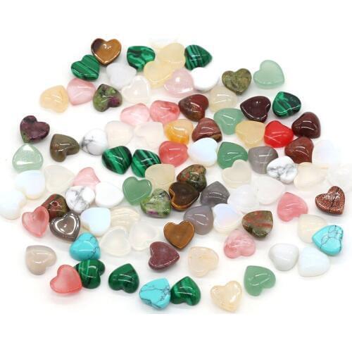 Natural Stone Hearts Turquoises Quartz Crystal Cabochon No Hole Beads For Jewelry Making DIY Accessories Scattered beads 10mm