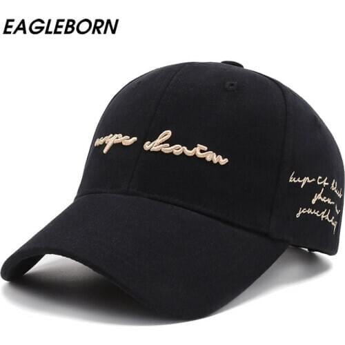 New Fashion Hat Women Trend Korean Casual Embroidery Gold Thread Men Baseball Cap Shade Sunscreen Hipster Cap Letter Design Hats