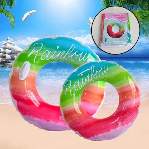Newly Inflatable Pool Floats Rainbow Pool Floaties Beach Floaty Toys Baby Swimming Ring for Outdoor Swimming Pool
