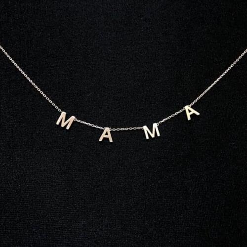 Wholesale 10pcs MAMA Letter Necklaces Pendants For Women Romantic Jewelry Stainless Steel Initials Necklace Bijoux Femme 2021