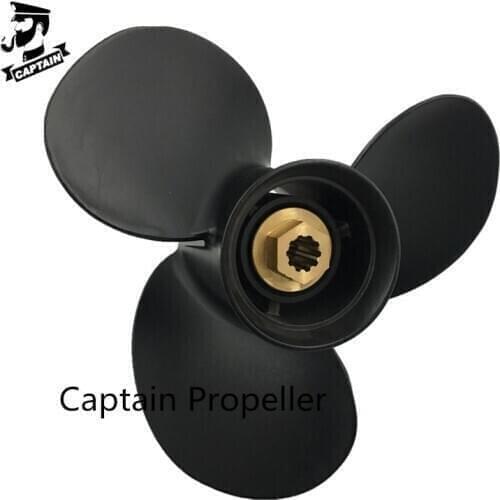 Captain Propeller 10 3/8x13 48-19640A40 Black Max Fit Mercury Mariner Force Outboard Engine 10 Spline 9.9HP 15HP 18HP 20HP 25HP