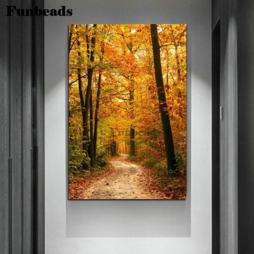 Full square, round diamond painting landscape forest Road fall tree diamond painting Mosaic rhinestone cross-stitch decor FF5869