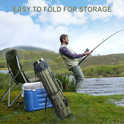 Portable Fishing Rod Bag, Reel Carrier Organizer Durable Folding Oxford Fabric Tackle Carry Case Bag Waterproof Fishing Rod Case