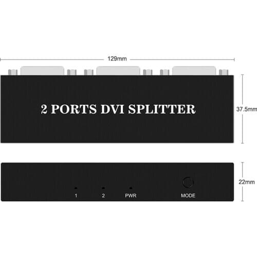 DVI Splitter 1X2 DVI-D Distributor 1 In 2 Out 1920*1440 for projector monitor computer graphic card