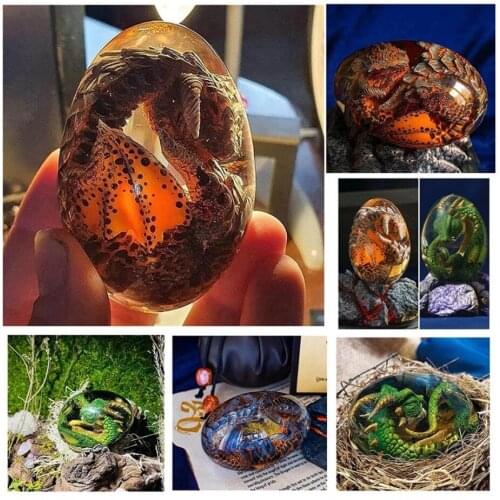 Lifelike Lava Dragon Egg Ornament Dinosaur Egg Statue Resin Crystal Mineral Gemstone Decoration Artwork Collection Decor Gifts