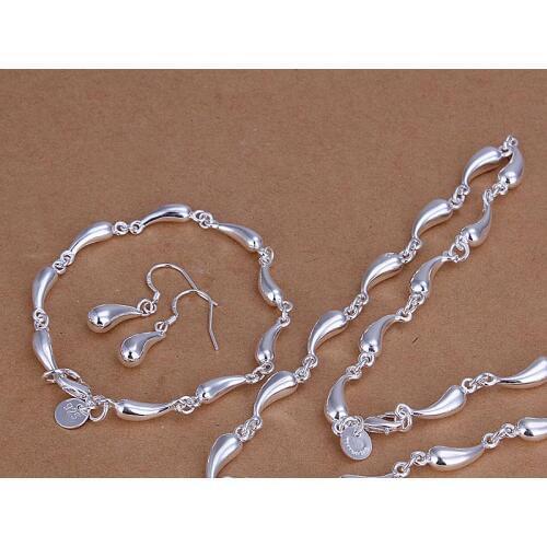 S189 Wholesale silver color color jewelry sets silver color color jewelry Dropear Drop Necklace Bracelet Earring