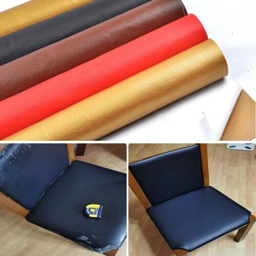 PU Leather Litchi Pattern Self-adhesive Stick Sofa Repair Simulation Back Skin The Sticky Rubber Patch Sofa Fabrics DIY Craft