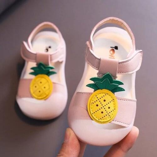 Childrens Pineapple Sandals 2021 Summer Fashion Kids Little Girls Pink White Casual Baotou Beach Shoes For Toddler Newborn Baby