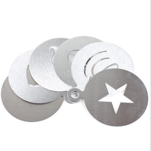 Printing template stainless steel drawing printing patterns floral coffee spray model 6 pieces set