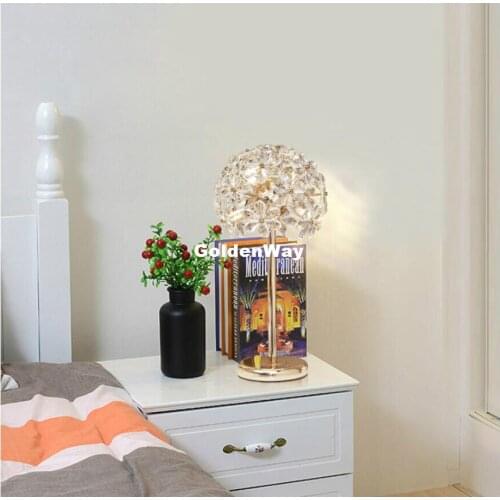 Nordic Crystal Floral Table Lamp Art AC High Grade Crystals k9 Table Lamp For Home Bedroom Living Room Decoration Bedside Lamp