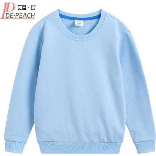 DE PEACH Autumn Cotton Children Loose Casual Sweatshirt Baby Boys Girls Pullover Shirts Teenager Kids Solid Color Bottoming Tops