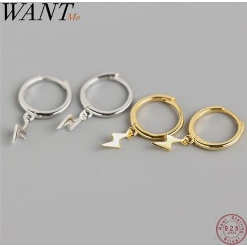 WANTME Fashion Genuine 100% 925 Sterling Silver Minimalist Mini Lightning Stud Earrings for Women Daily Life Fine Jewelry Gift
