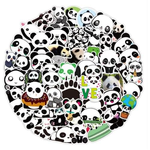 10/30/50PCS Cute Cartoon Panda Graffiti Stickers Waterproof Laptop Scooter Water Cup Decoration Childrens Toys Wholesale