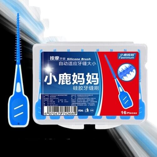 16pcs/box Dental Flosser Pick Soft Elastic Massage Gingival Interdental Brush Massage Toothpick Toothbrush Floss