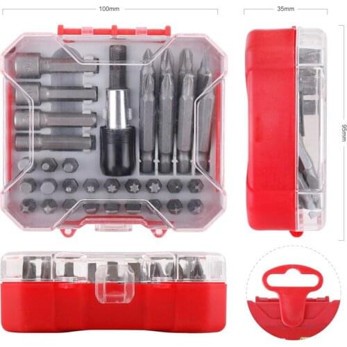 34pcs Screwdriver Bit Set 25mm 37mm 50mm Slotted Phillips Hexagon Extension Holder Screwdriver 12V Impact Electric Adapter Tool