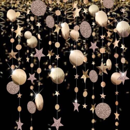 4m Paper Star Round Rose Gold Garland Banner Baby Shower Birthday Party Decoration Bridal Shower Bride To Be Wedding Decoration